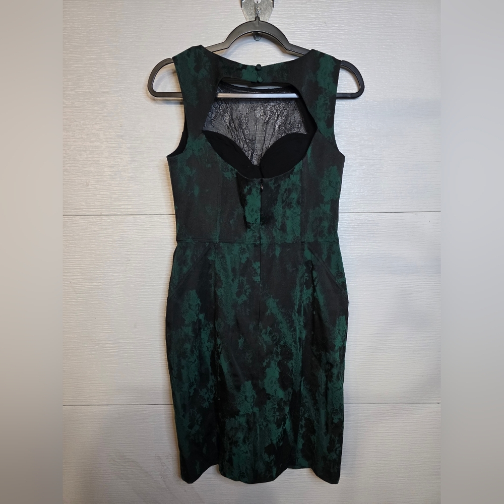 Aidan by Aidan Mattox Black and Teal Lace Mini Dress - Picture 4 of 5